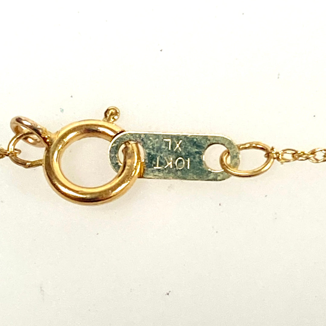 v425 Vintage 10K Yellow Gold Necklace 18" & 10K Yellow Gold Ruby Diamond Pendant