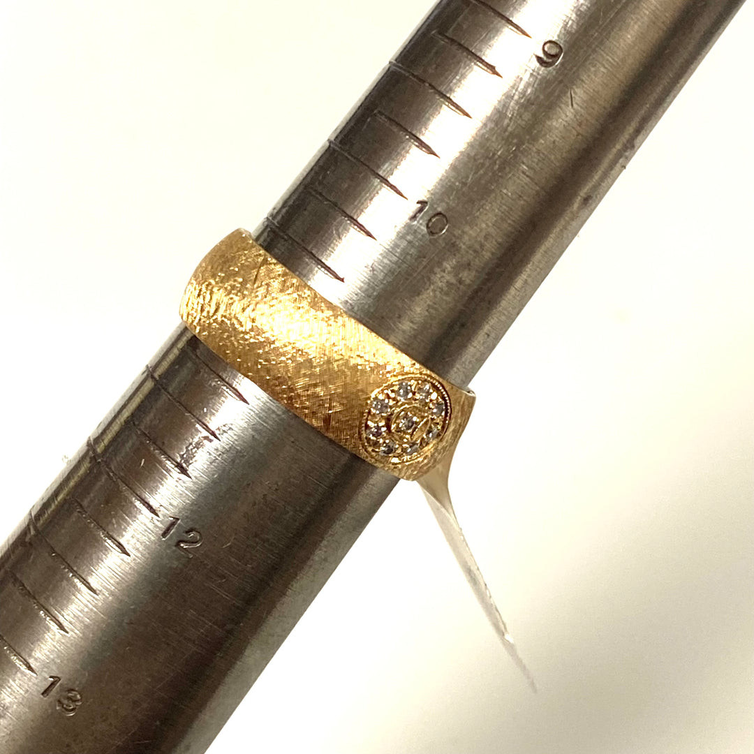 v429 Vintage 14K Yellow Gold Diamond Chips Stone Wedding Band Ring Size 11
