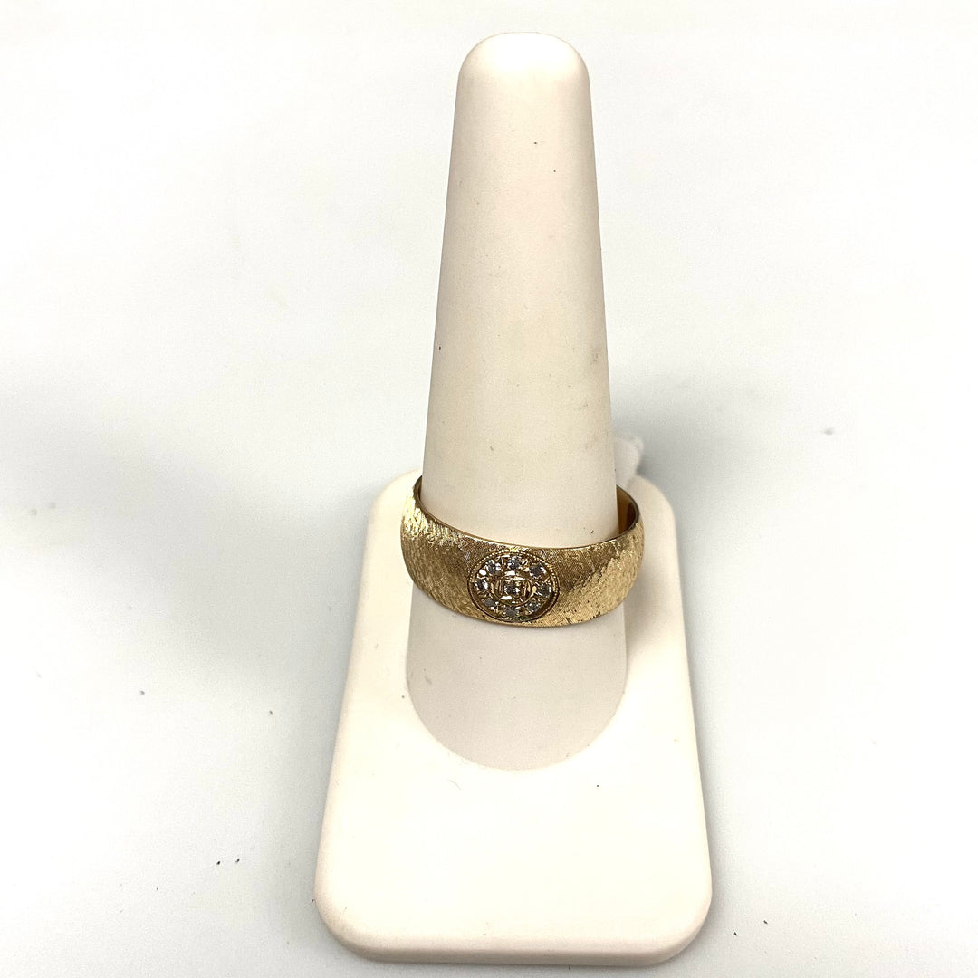 v429 Vintage 14K Yellow Gold Diamond Chips Stone Wedding Band Ring Size 11