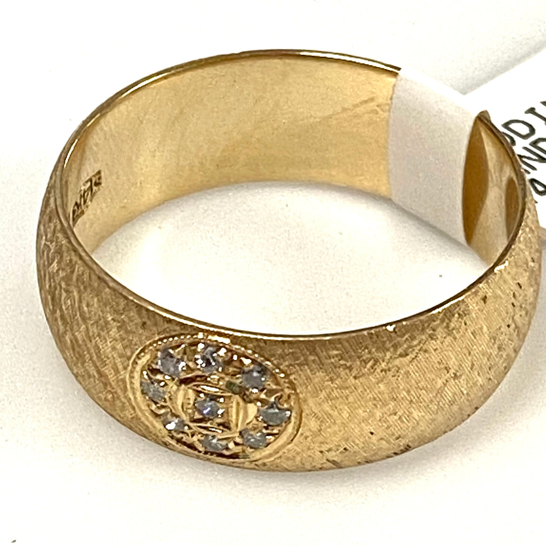 v429 Vintage 14K Yellow Gold Diamond Chips Stone Wedding Band Ring Size 11