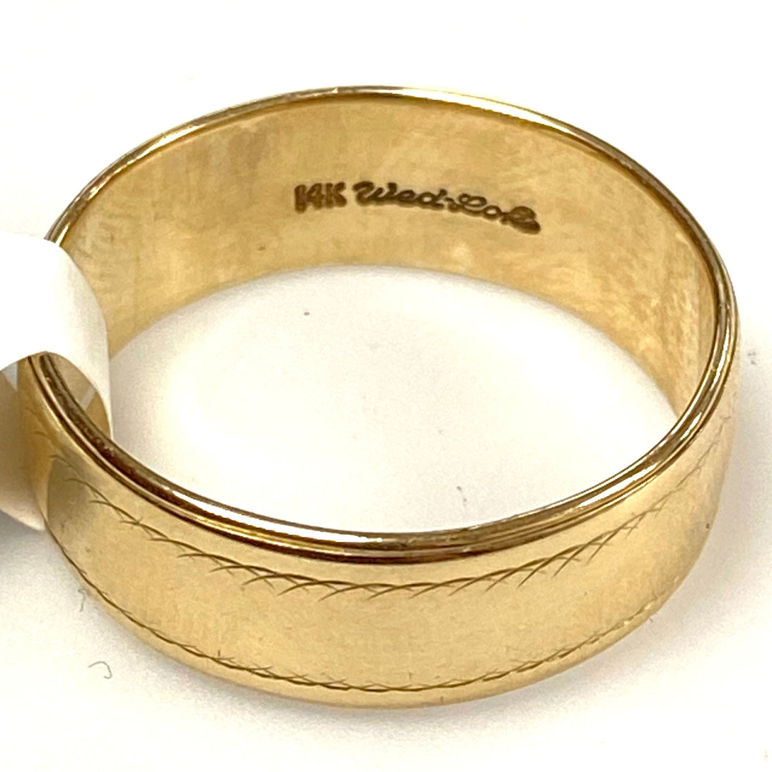 v430 Vintage 14K Yellow Gold 7mm Wedding Band Ring Size 10 Unisex Adult