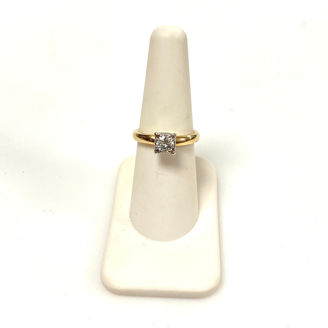 v433 Vintage 14K Yellow Gold 0.51cts Diamond Engagement Wedding Ring Size 6.75