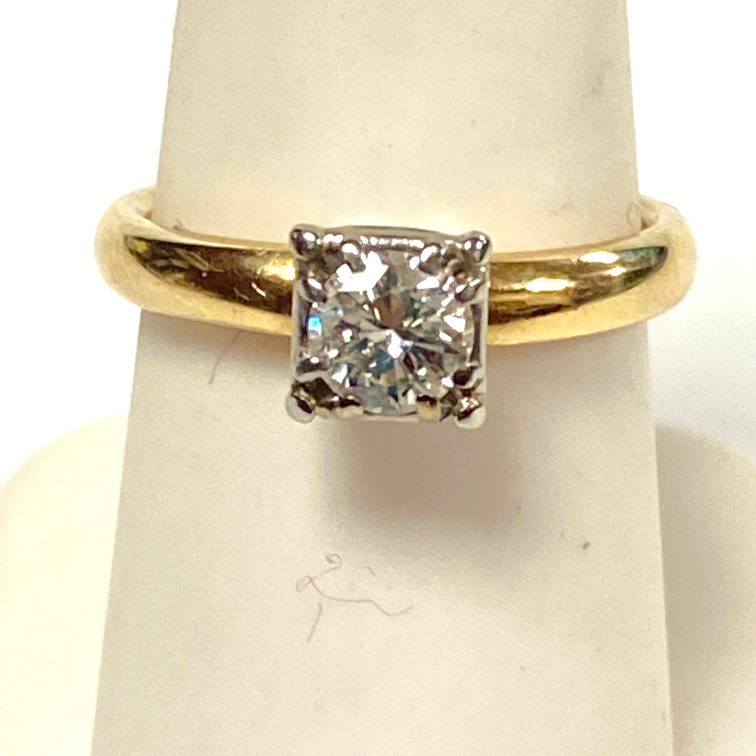 v433 Vintage 14K Yellow Gold 0.51cts Diamond Engagement Wedding Ring Size 6.75