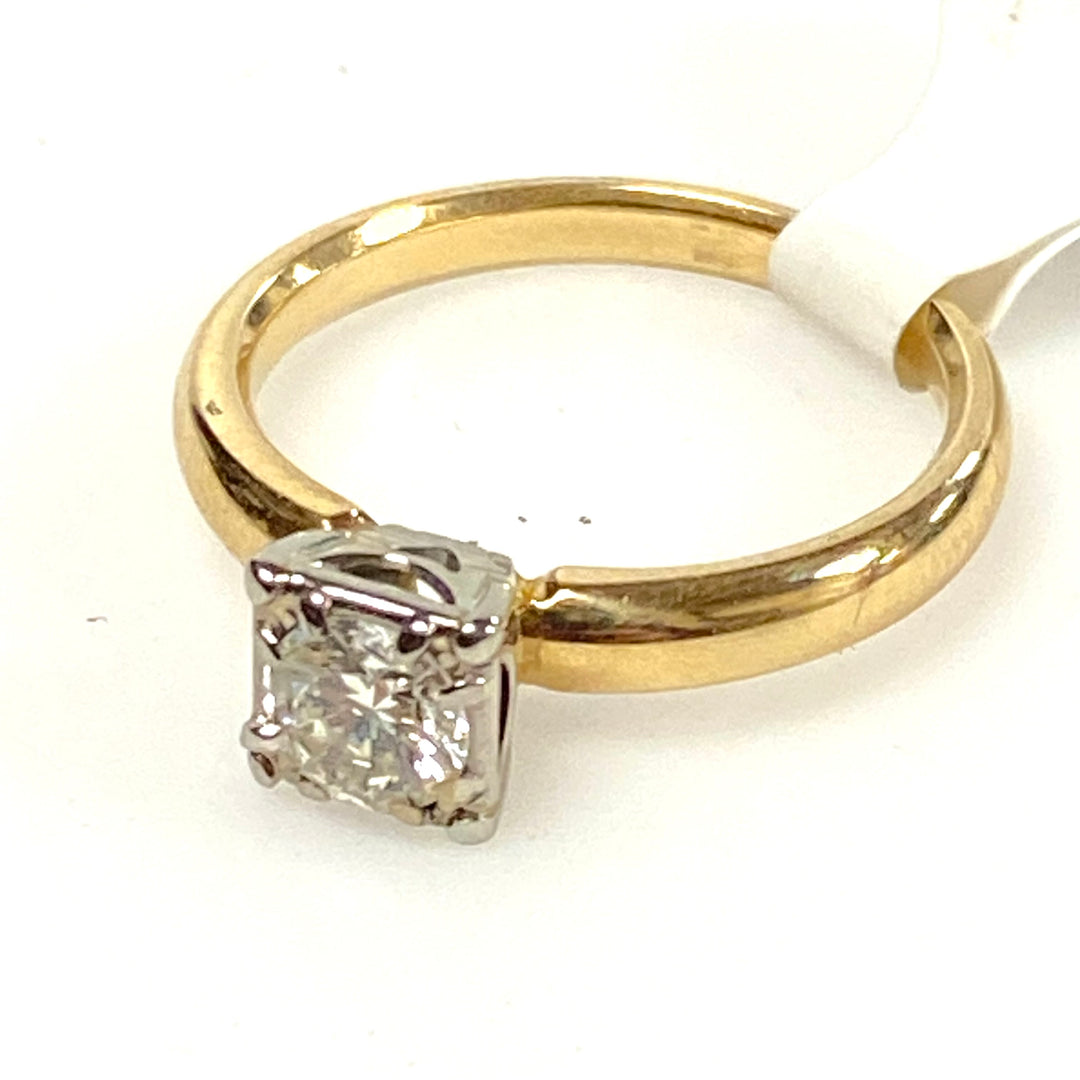v433 Vintage 14K Yellow Gold 0.51cts Diamond Engagement Wedding Ring Size 6.75