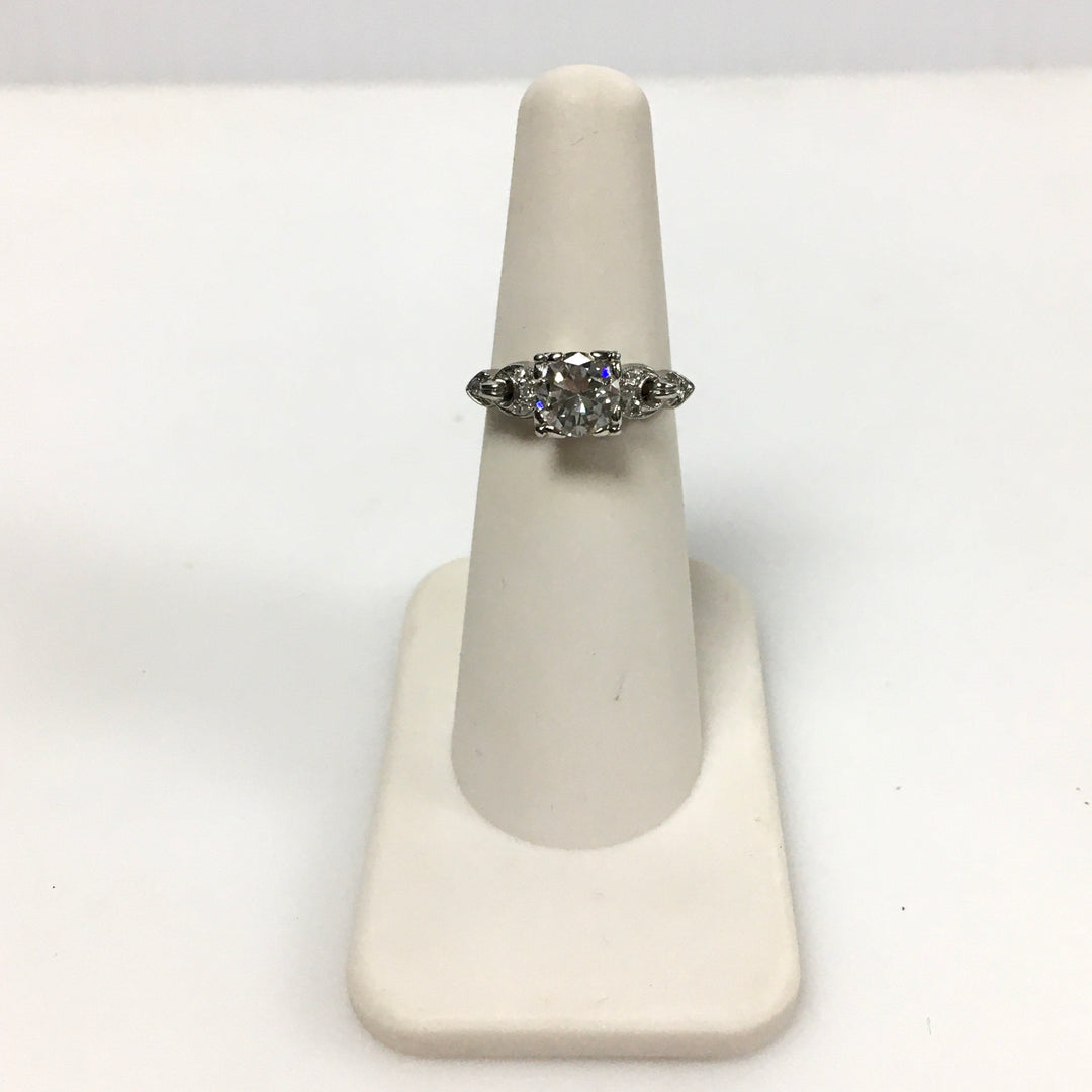 v437 Vintage Platinum Diamond tw 0.91cts Engagement Wedding Ring Size 5