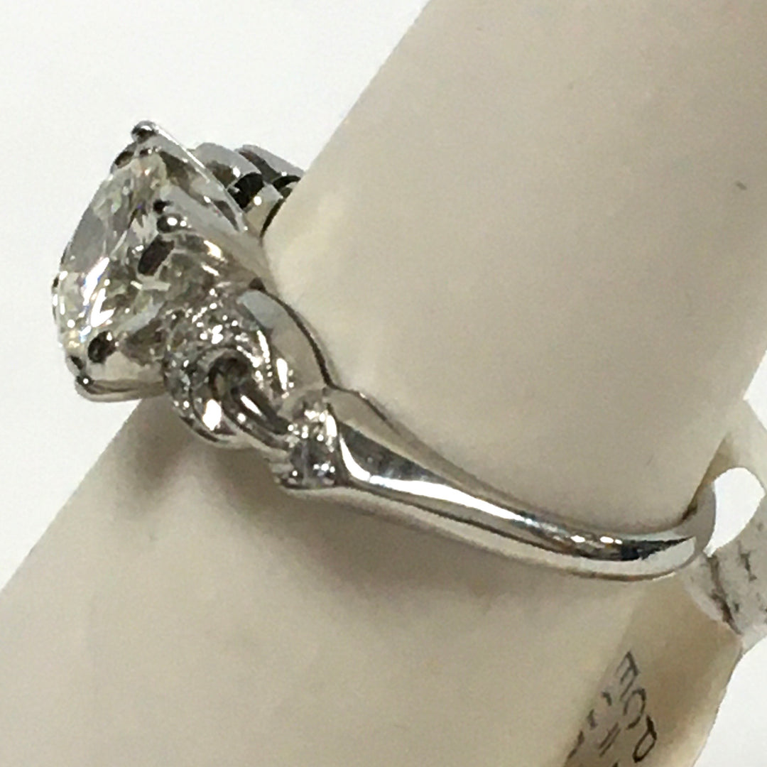 v437 Vintage Platinum Diamond tw 0.91cts Engagement Wedding Ring Size 5