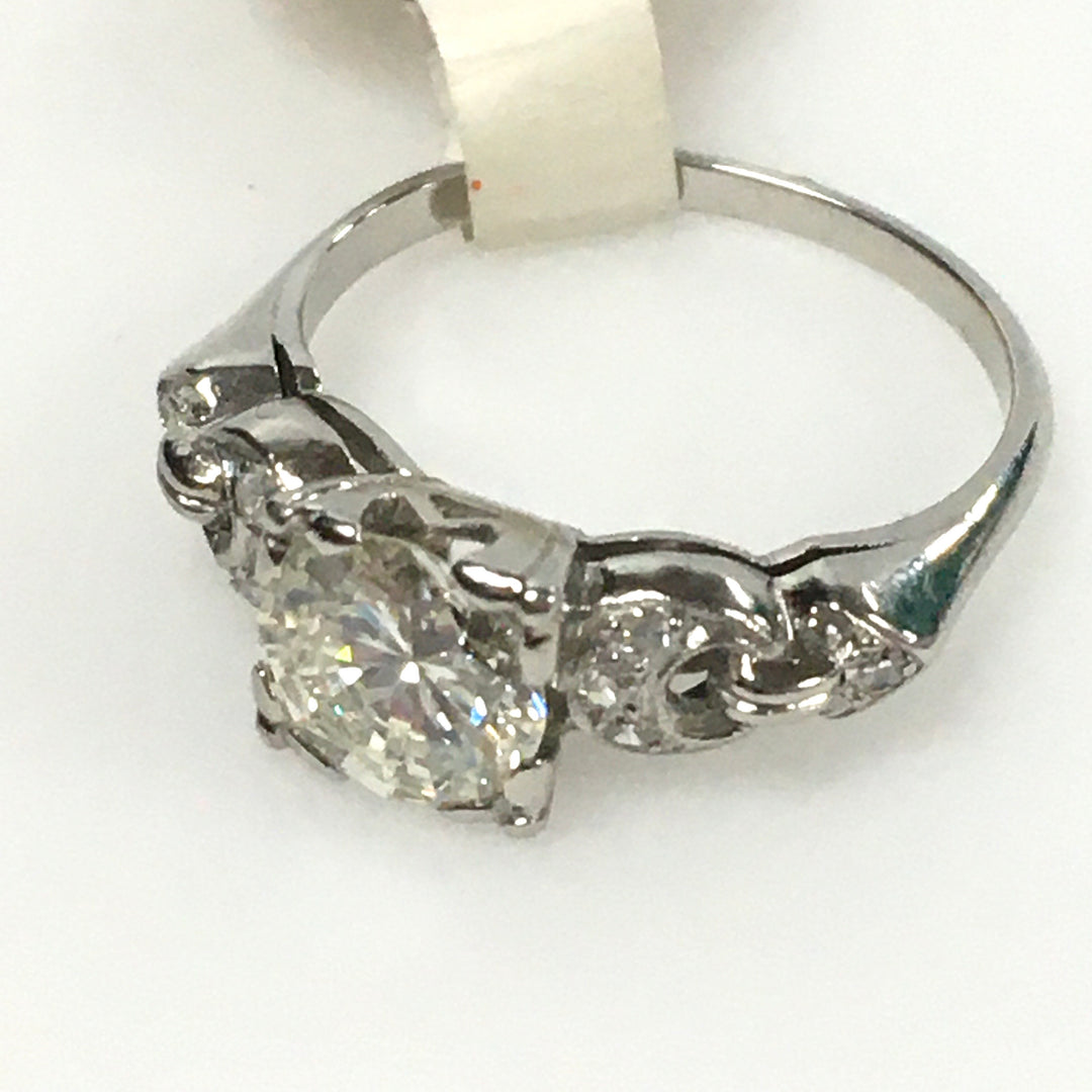 v437 Vintage Platinum Diamond tw 0.91cts Engagement Wedding Ring Size 5