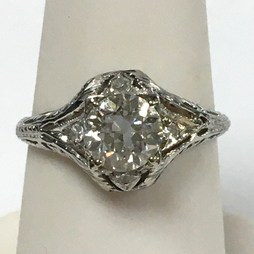 v438 Vintage Platinum Diamond tw 1.18 cts Engagement Wedding Ring Size 5