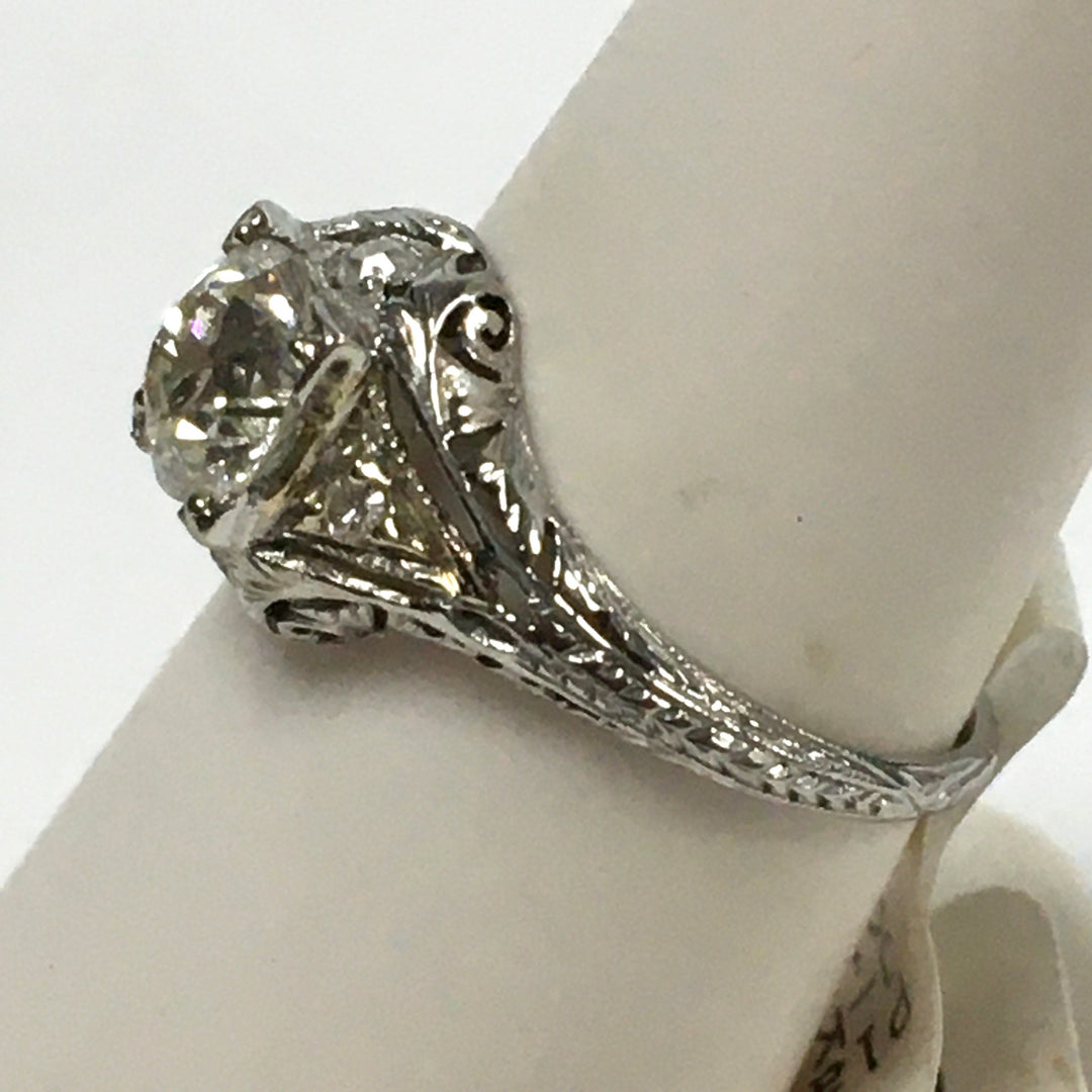 v438 Vintage Platinum Diamond tw 1.18 cts Engagement Wedding Ring Size 5