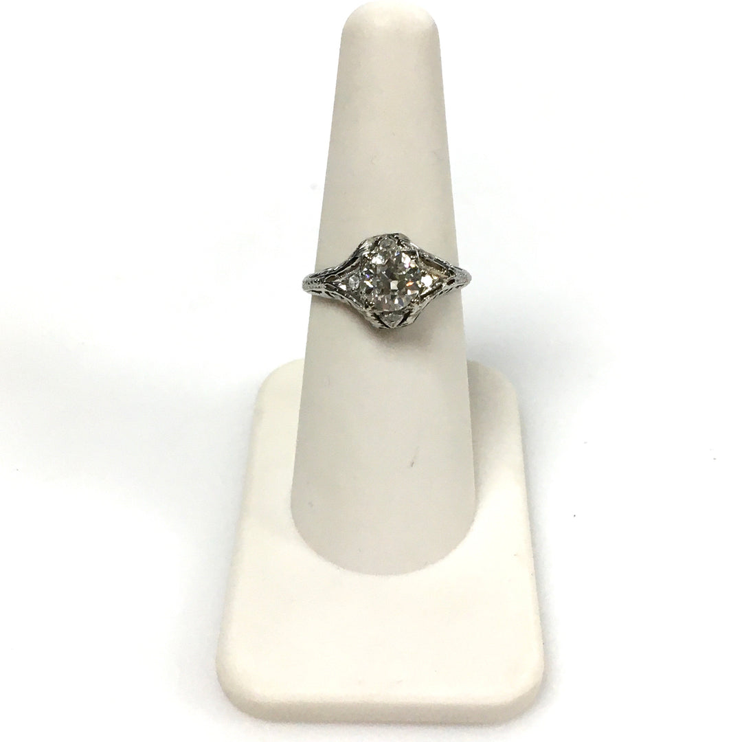 v438 Vintage Platinum Diamond tw 1.18 cts Engagement Wedding Ring Size 5