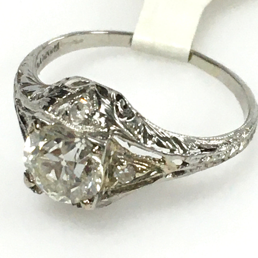 v438 Vintage Platinum Diamond tw 1.18 cts Engagement Wedding Ring Size 5