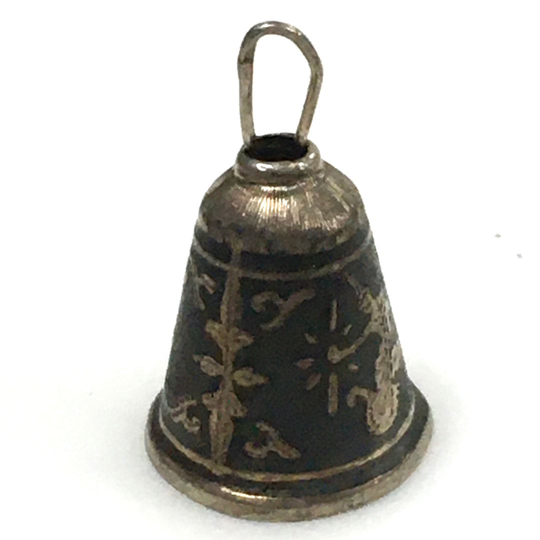 v445 Vintage Sterling Silver Siam Goddess Mekkala Bell Pendant Charm