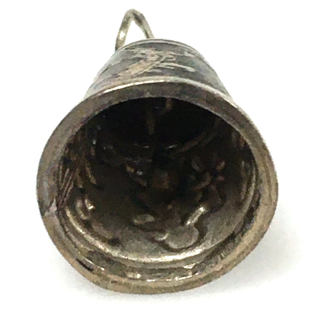 v445 Vintage Sterling Silver Siam Goddess Mekkala Bell Pendant Charm