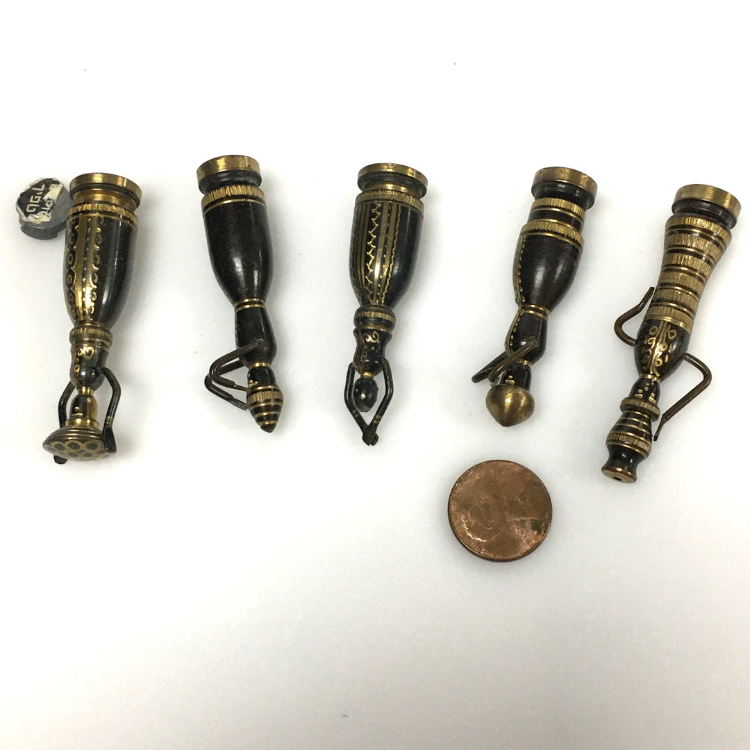 v452 Vintage 5 Hans Teppich Miniature Brass Judaic Figurines Israel 1950s-1970s