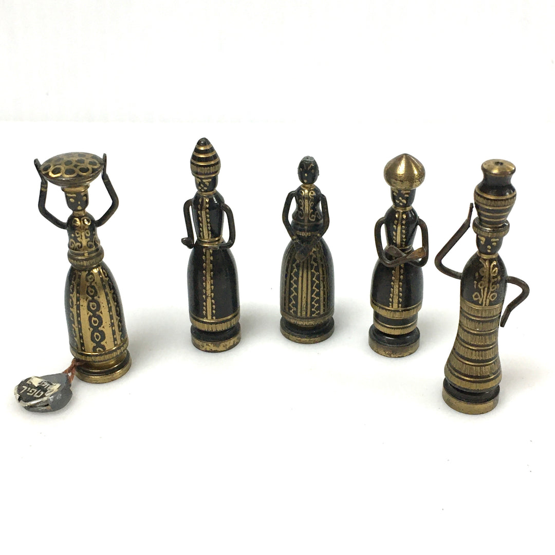 v452 Vintage 5 Hans Teppich Miniature Brass Judaic Figurines Israel 1950s-1970s