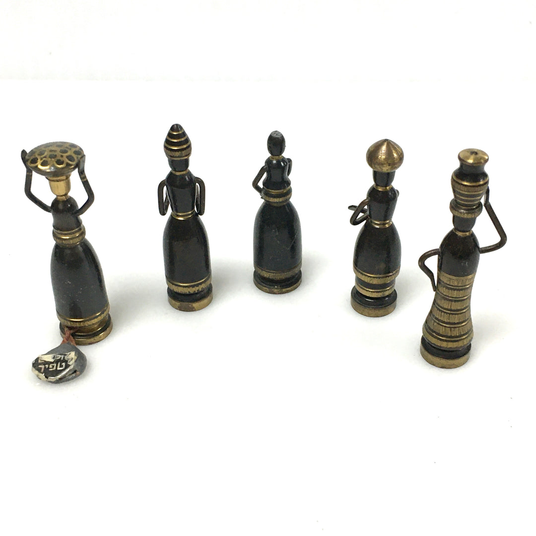 v452 Vintage 5 Hans Teppich Miniature Brass Judaic Figurines Israel 1950s-1970s