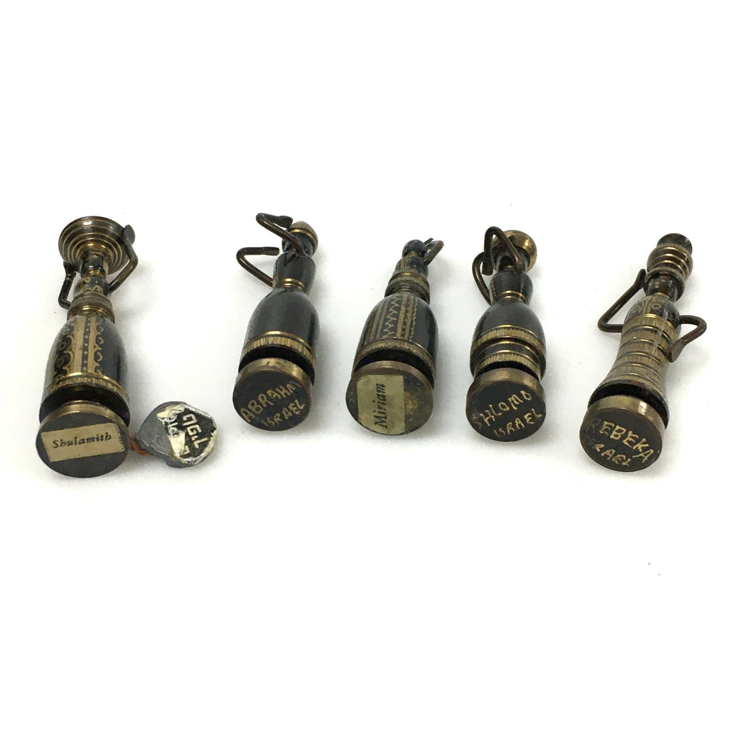 v452 Vintage 5 Hans Teppich Miniature Brass Judaic Figurines Israel 1950s-1970s