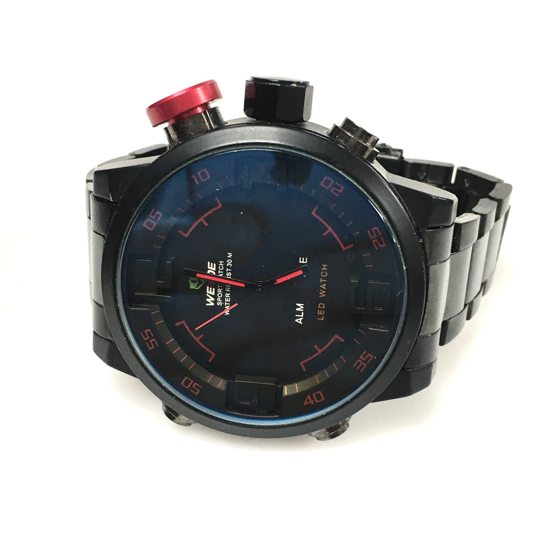 v454 WEIDE WH2309 Army Military LED Digital Quartz Stainless Steel Band Alarm Wrist Watch