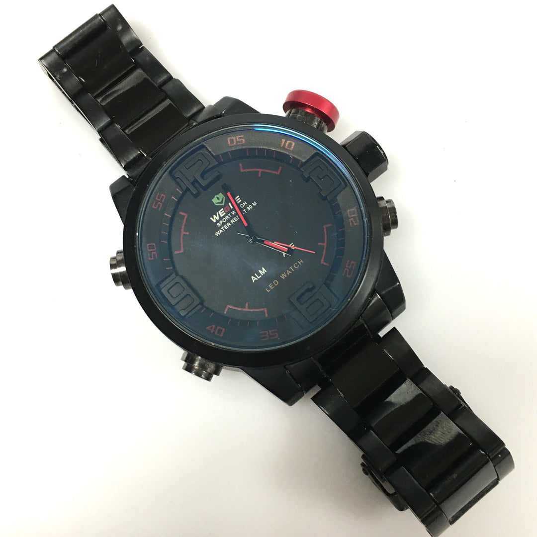 v454 WEIDE WH2309 Army Military LED Digital Quartz Stainless Steel Band Alarm Wrist Watch