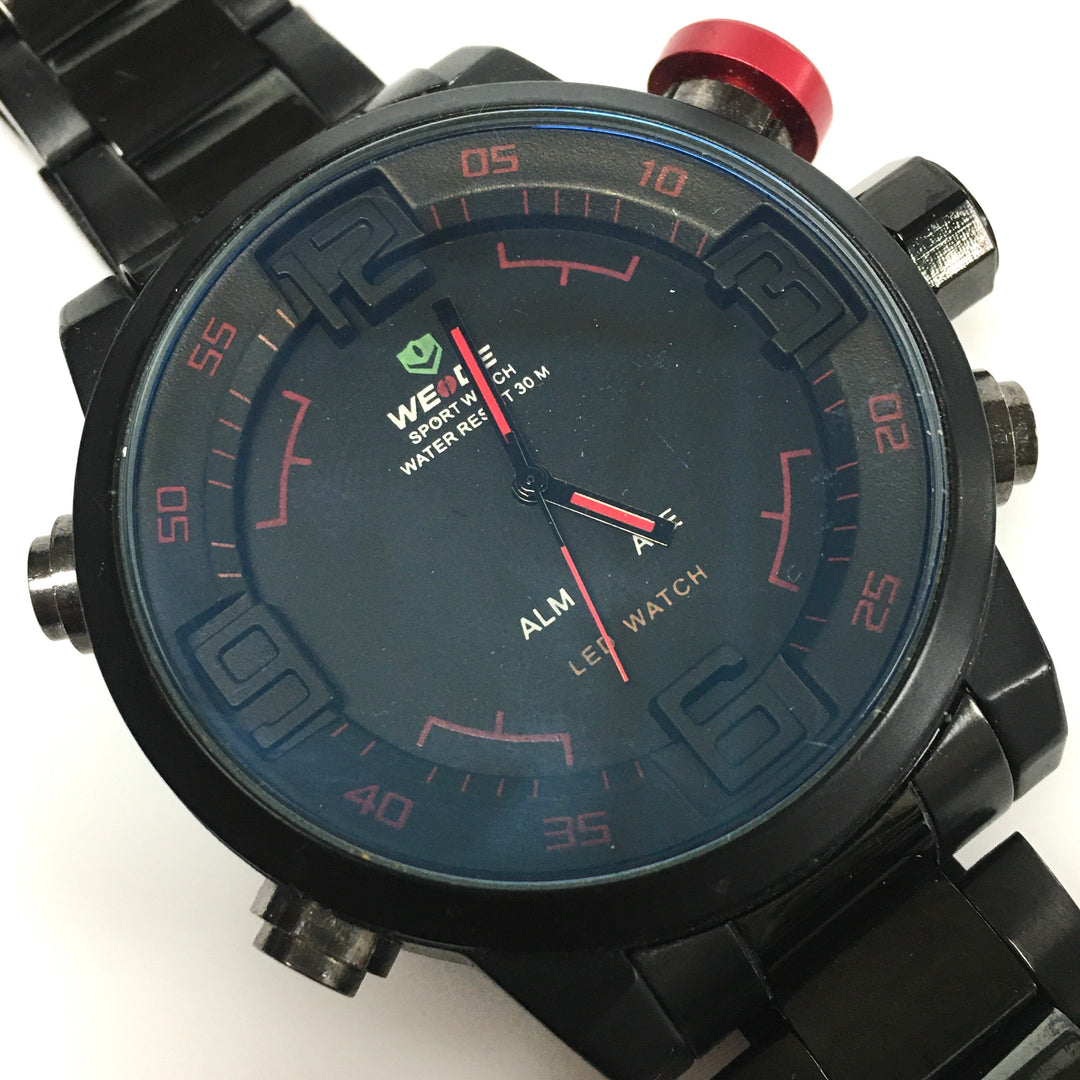 v454 WEIDE WH2309 Army Military LED Digital Quartz Stainless Steel Band Alarm Wrist Watch