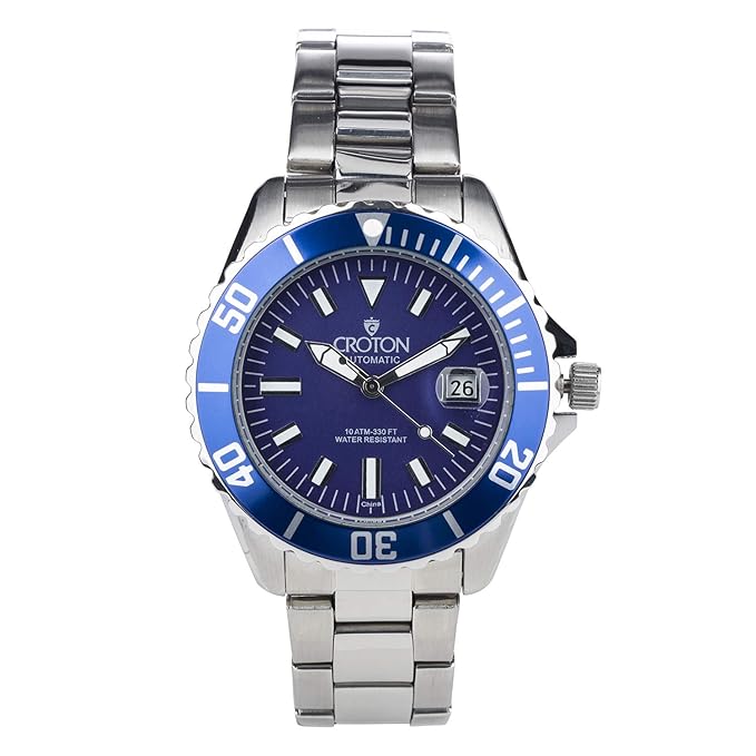 v455 CROTON Men's Japanese Automatic Stainless Steel Watch, Color:Silver-Toned Model: CA301294BUBL