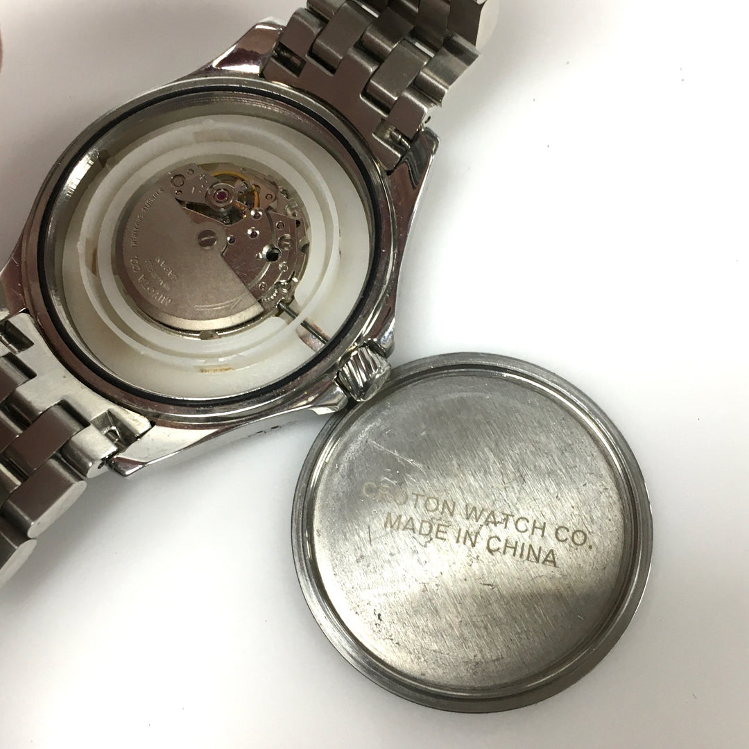 v455 CROTON Men's Japanese Automatic Stainless Steel Watch, Color:Silver-Toned Model: CA301294BUBL