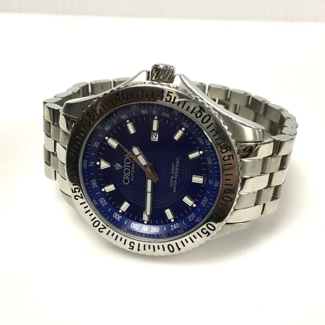v455 CROTON Men's Japanese Automatic Stainless Steel Watch, Color:Silver-Toned Model: CA301294BUBL