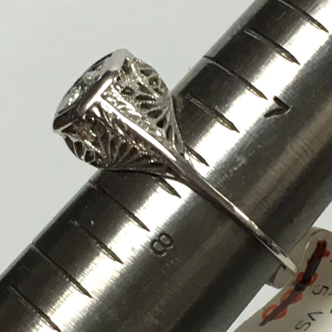 v461 Vintage 18k White Gold Diamond 0.25 cts Engagement Wedding Ring Size 7.5