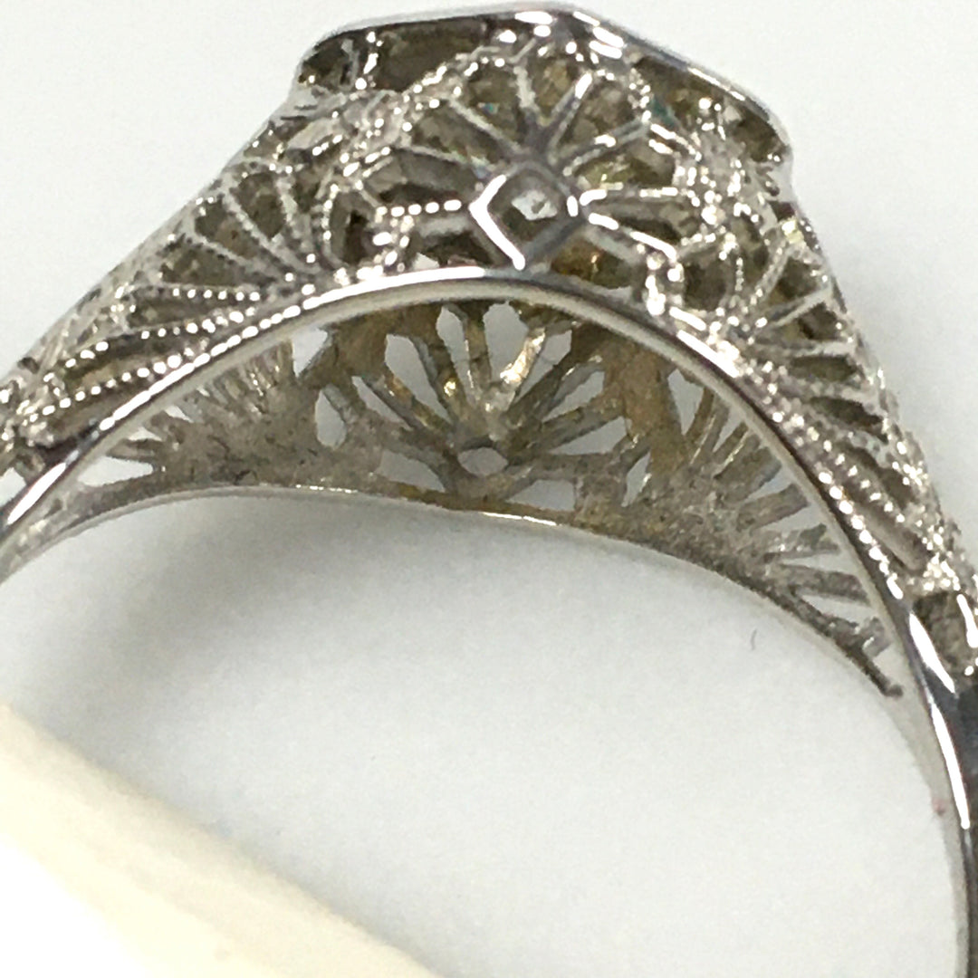 v461 Vintage 18k White Gold Diamond 0.25 cts Engagement Wedding Ring Size 7.5