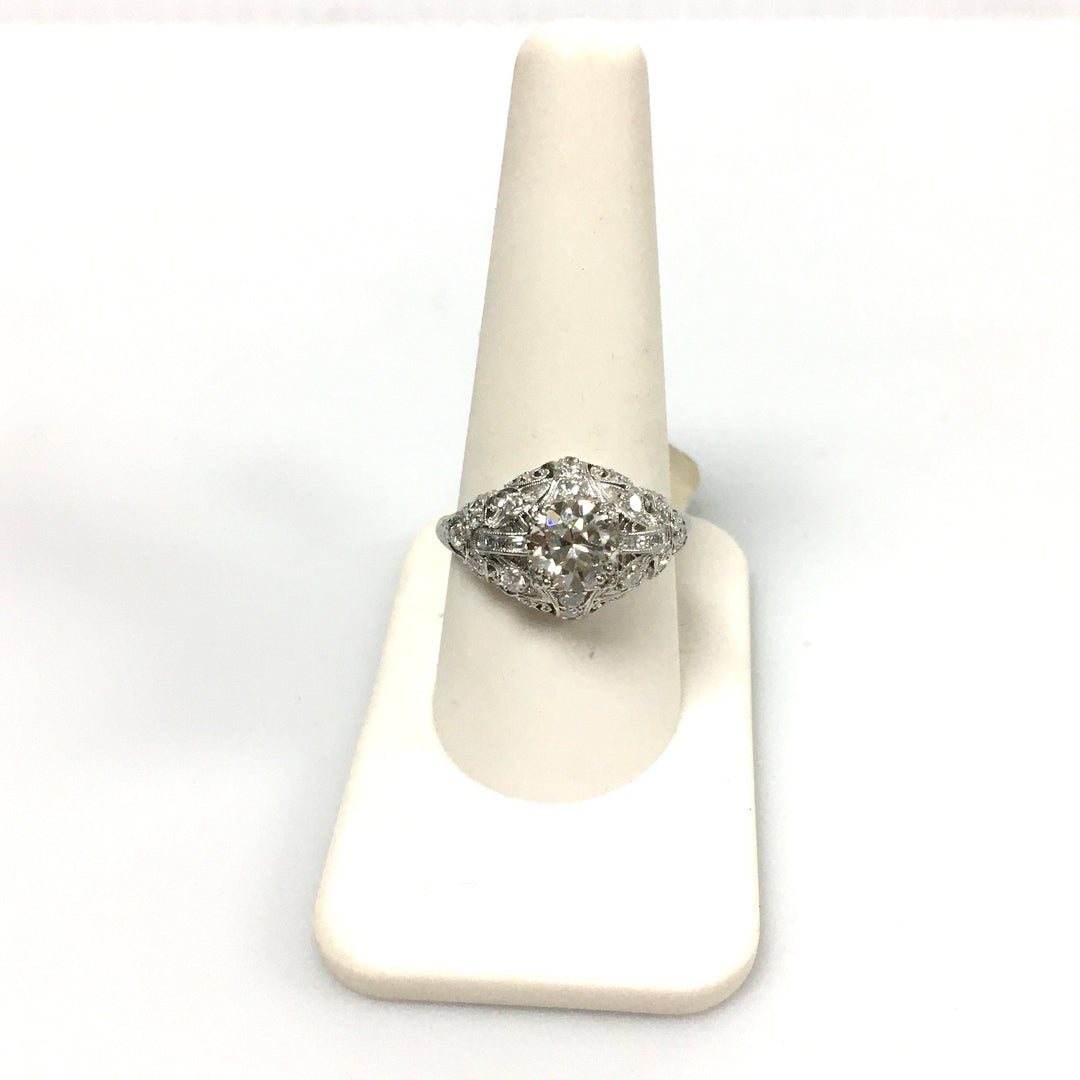 v463 Vintage Platinum Diamond tw 1.3 cts Engagement Wedding Ring Size 9.25