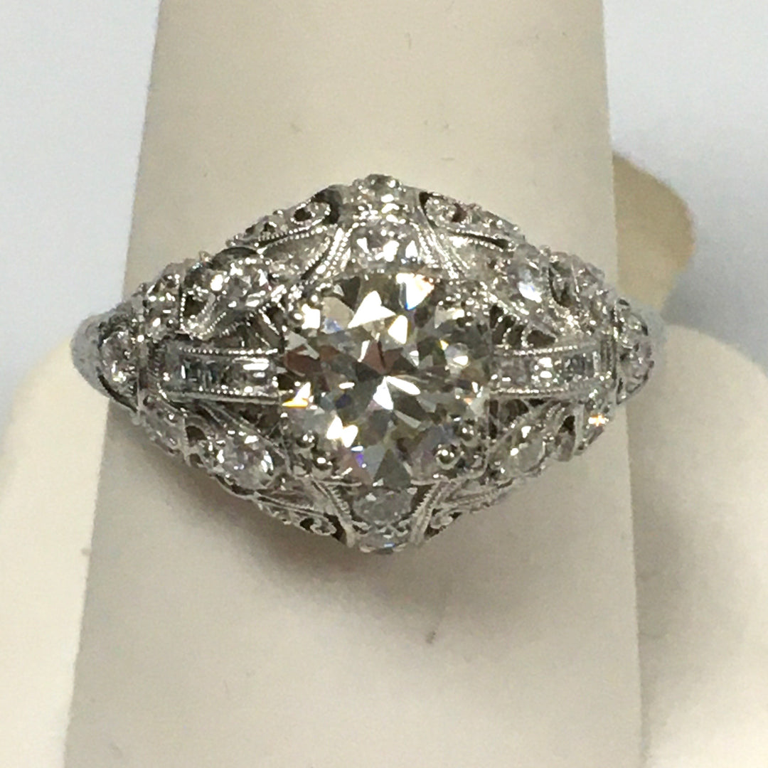 v463 Vintage Platinum Diamond tw 1.3 cts Engagement Wedding Ring Size 9.25
