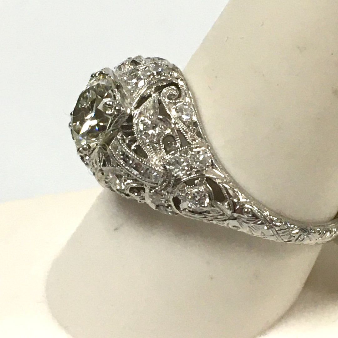 v463 Vintage Platinum Diamond tw 1.3 cts Engagement Wedding Ring Size 9.25