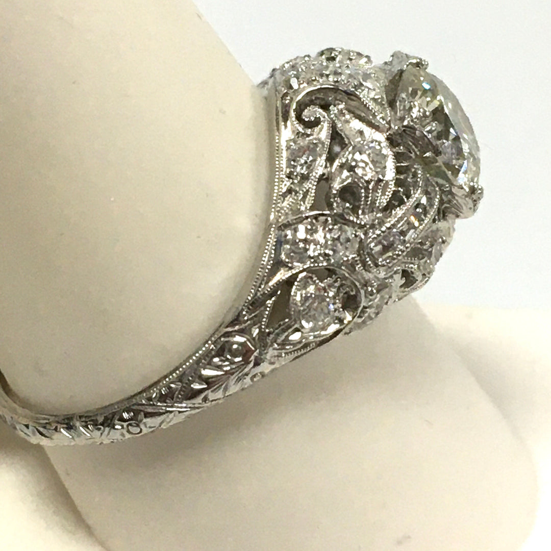v463 Vintage Platinum Diamond tw 1.3 cts Engagement Wedding Ring Size 9.25