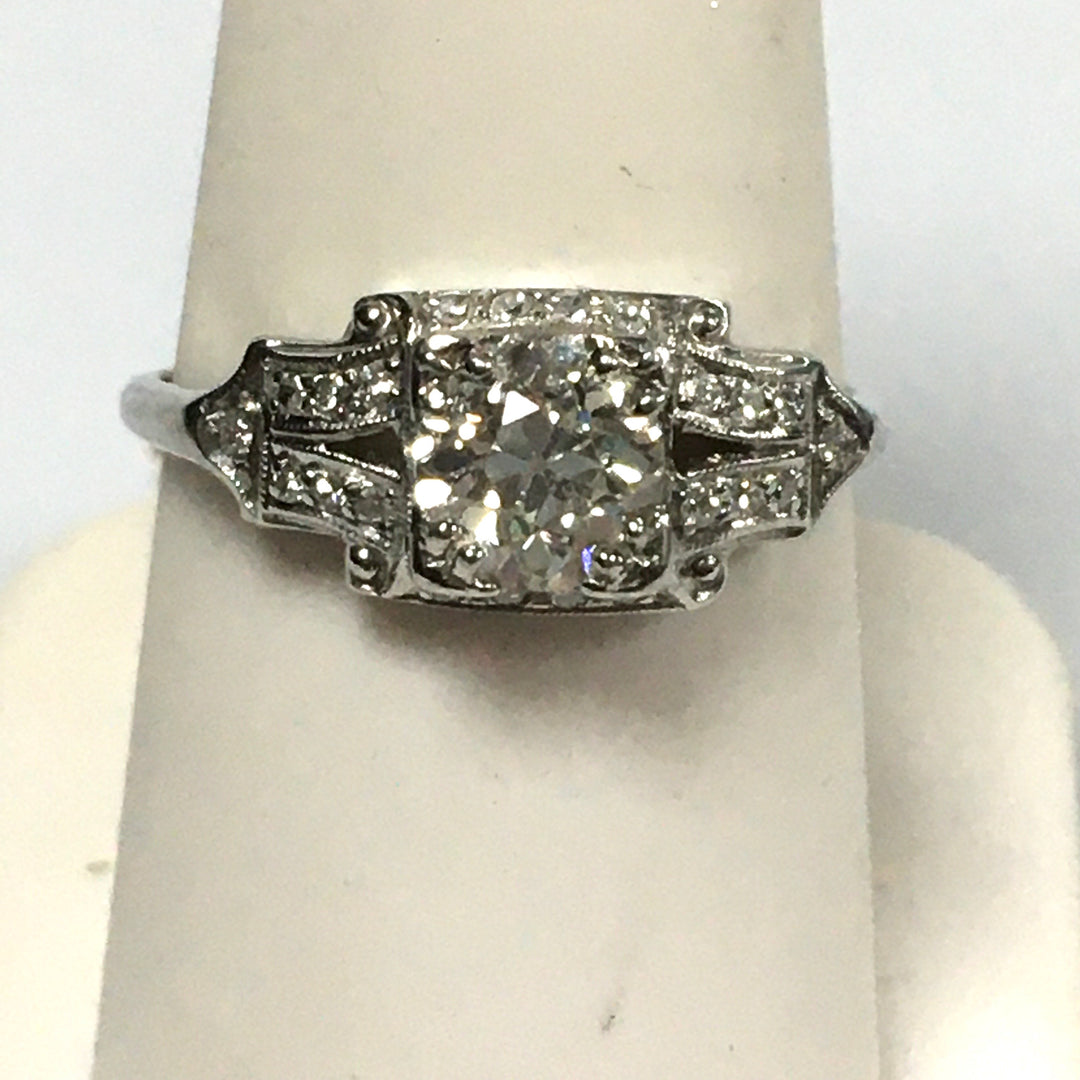 v465 Vintage Platinum Diamond tw 1 cts Engagement Wedding Ring Size 8