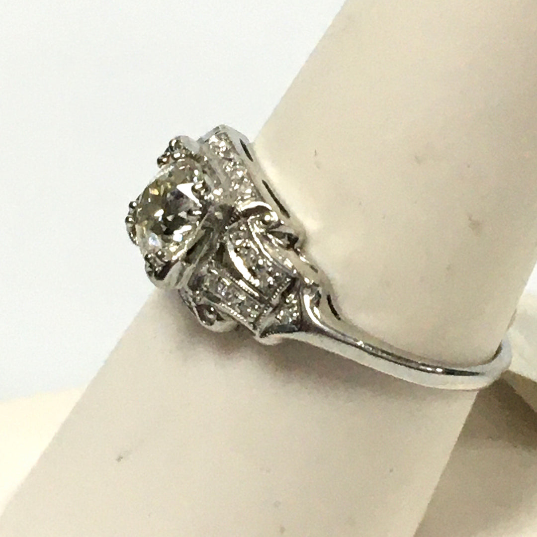 v465 Vintage Platinum Diamond tw 1 cts Engagement Wedding Ring Size 8