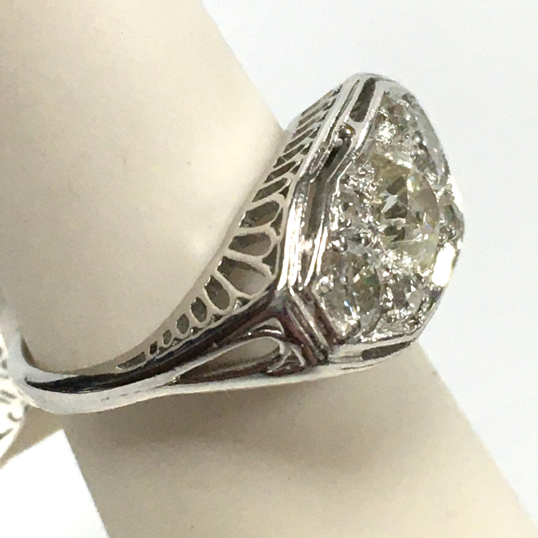 v466 Vintage Platinum Diamond tw 1.5 cts Engagement Wedding Ring Size 3.5