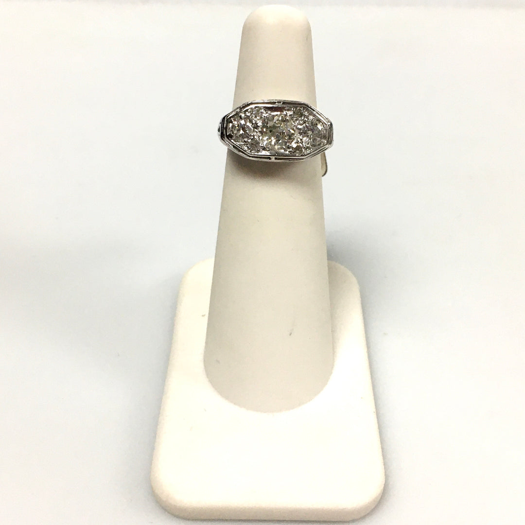 v466 Vintage Platinum Diamond tw 1.5 cts Engagement Wedding Ring Size 3.5