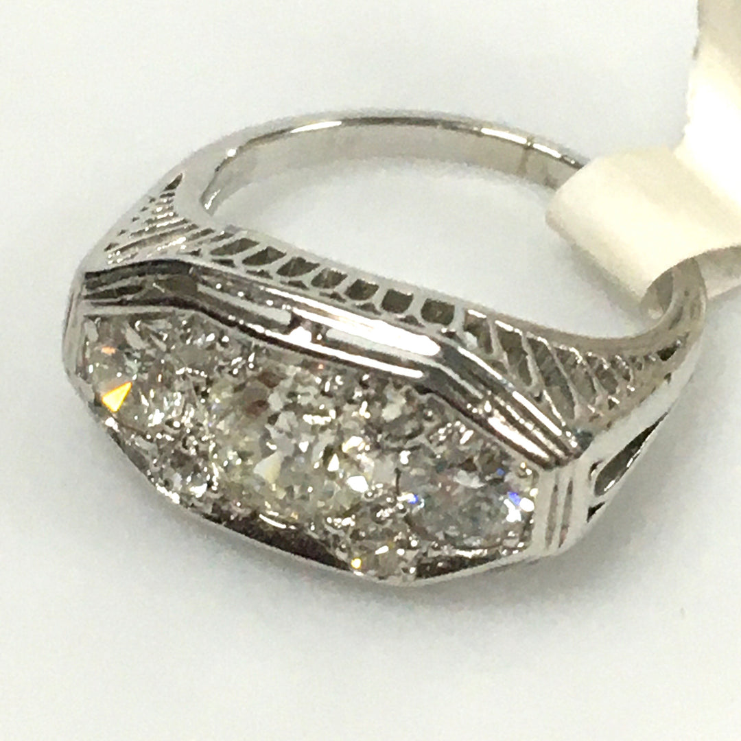 v466 Vintage Platinum Diamond tw 1.5 cts Engagement Wedding Ring Size 3.5