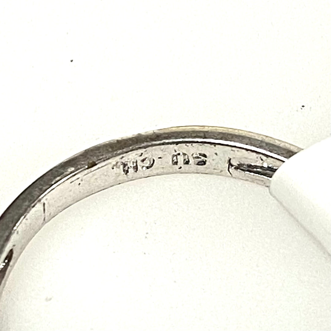 v469 Vintage 14K White Gold Diamonds 2mm Band Ring Size 6.25