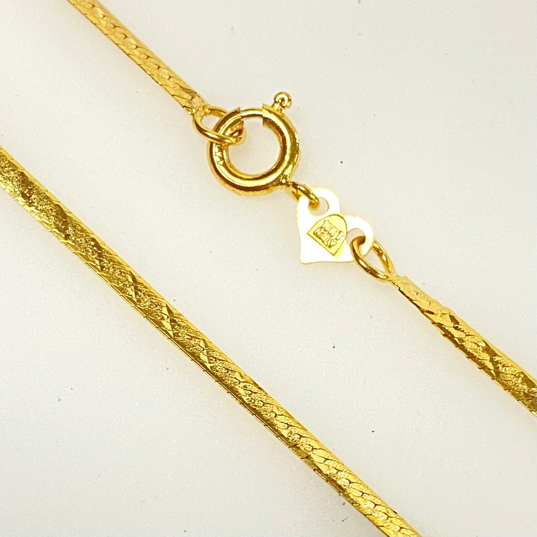 v479 Vintage 14k Yellow Gold 18" Diamond-cut Herringbone Style Chain Necklace