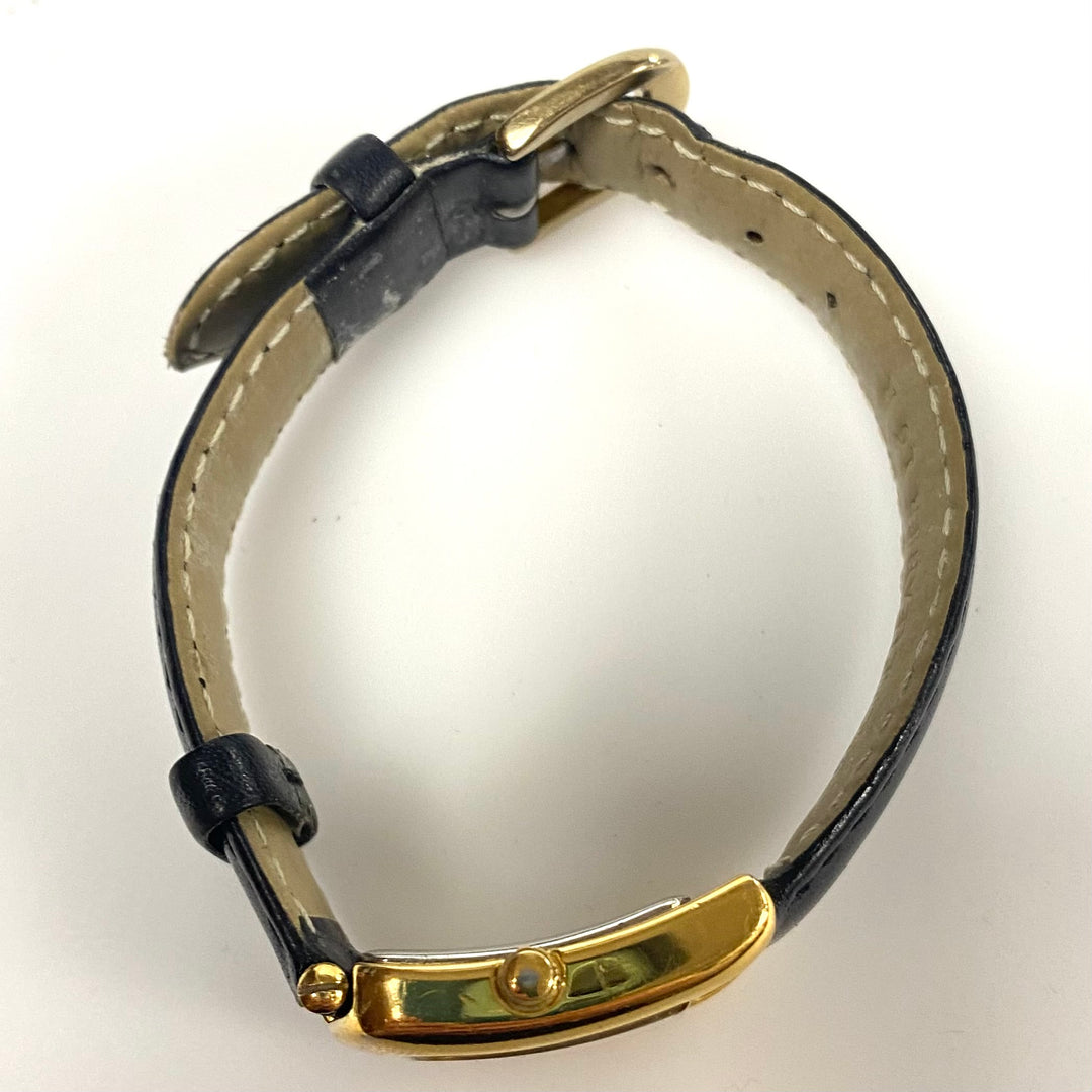 v480 Ladies Coach 19mm Gold Plated Watch Genuine Black Leather Band White Dial