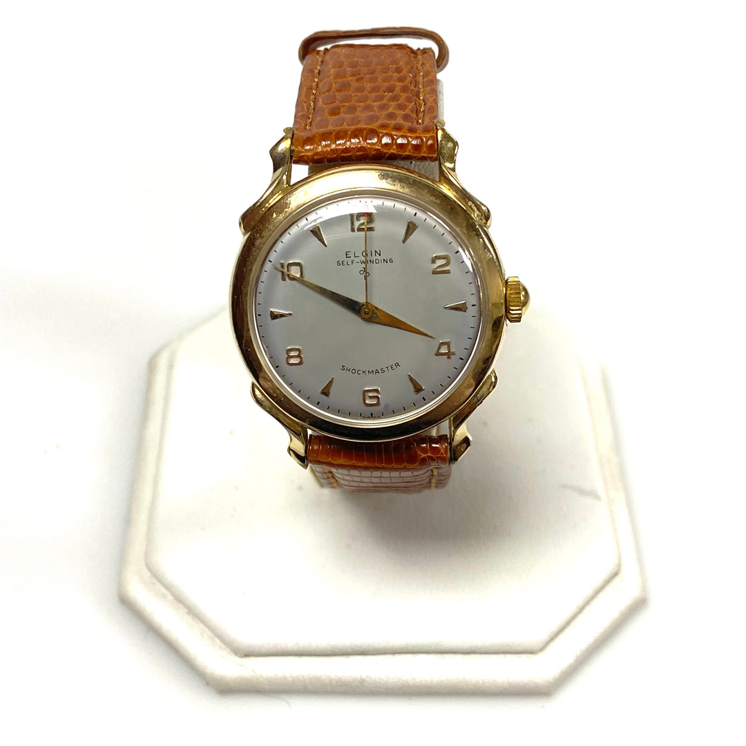 v482 Vintage 1950s Elgin Automatic Shockmaster 10k Gold Filled Men's Wrist Watch