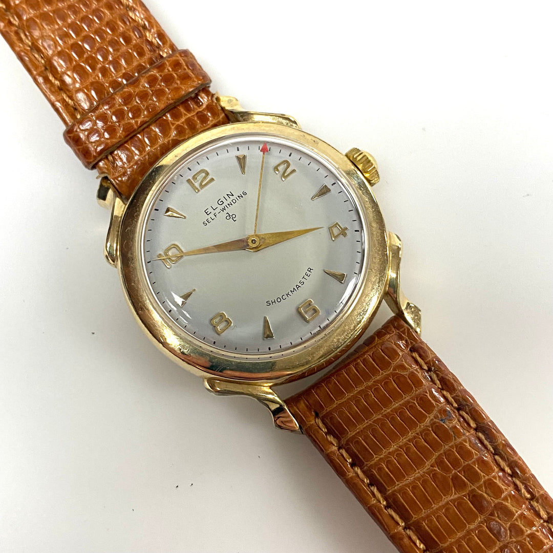 v482 Vintage 1950s Elgin Automatic Shockmaster 10k Gold Filled Men's Wrist Watch