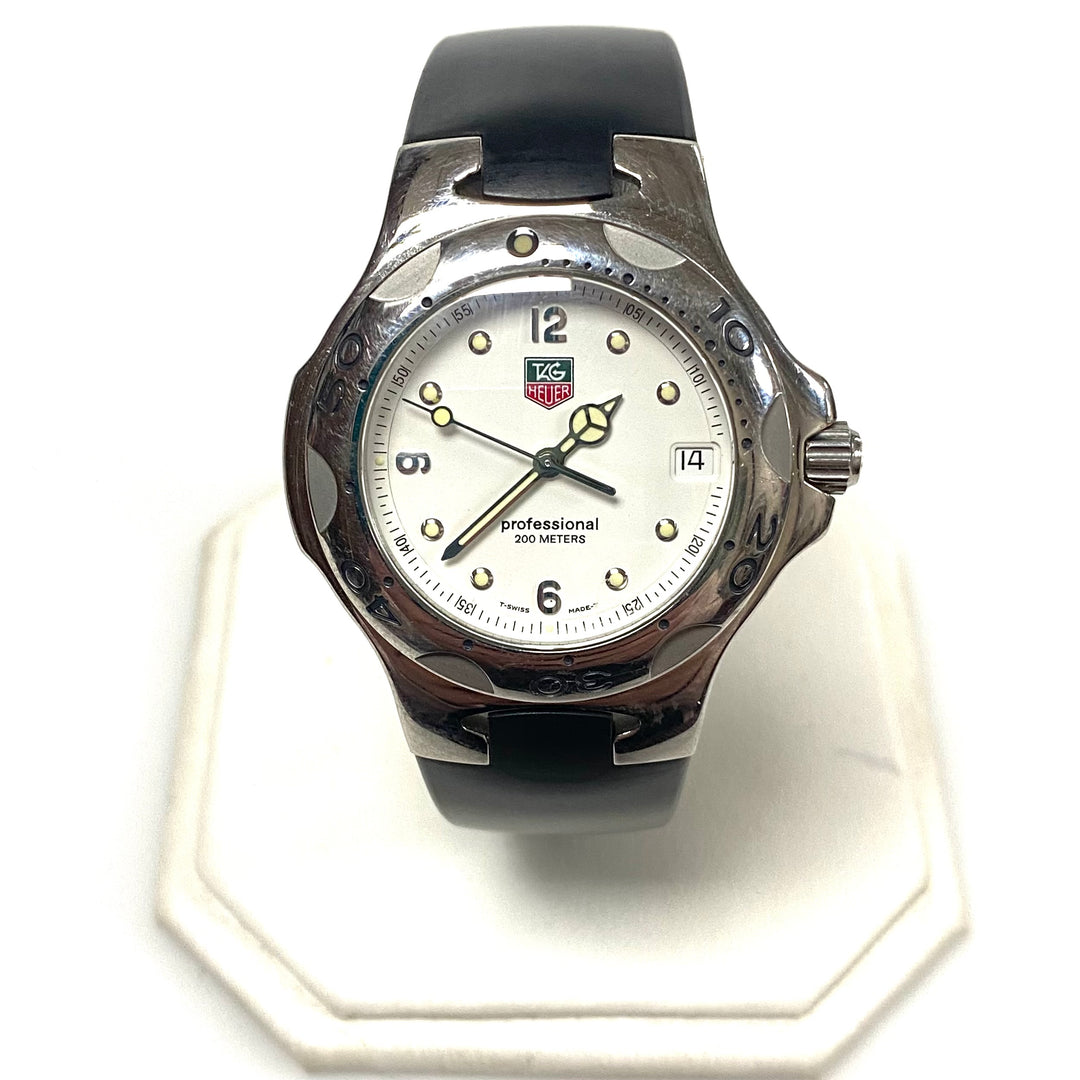 v484 TAG Heuer Kirium Watch Stainless Steel White Dial Black Rubber Strap 200M Quartz