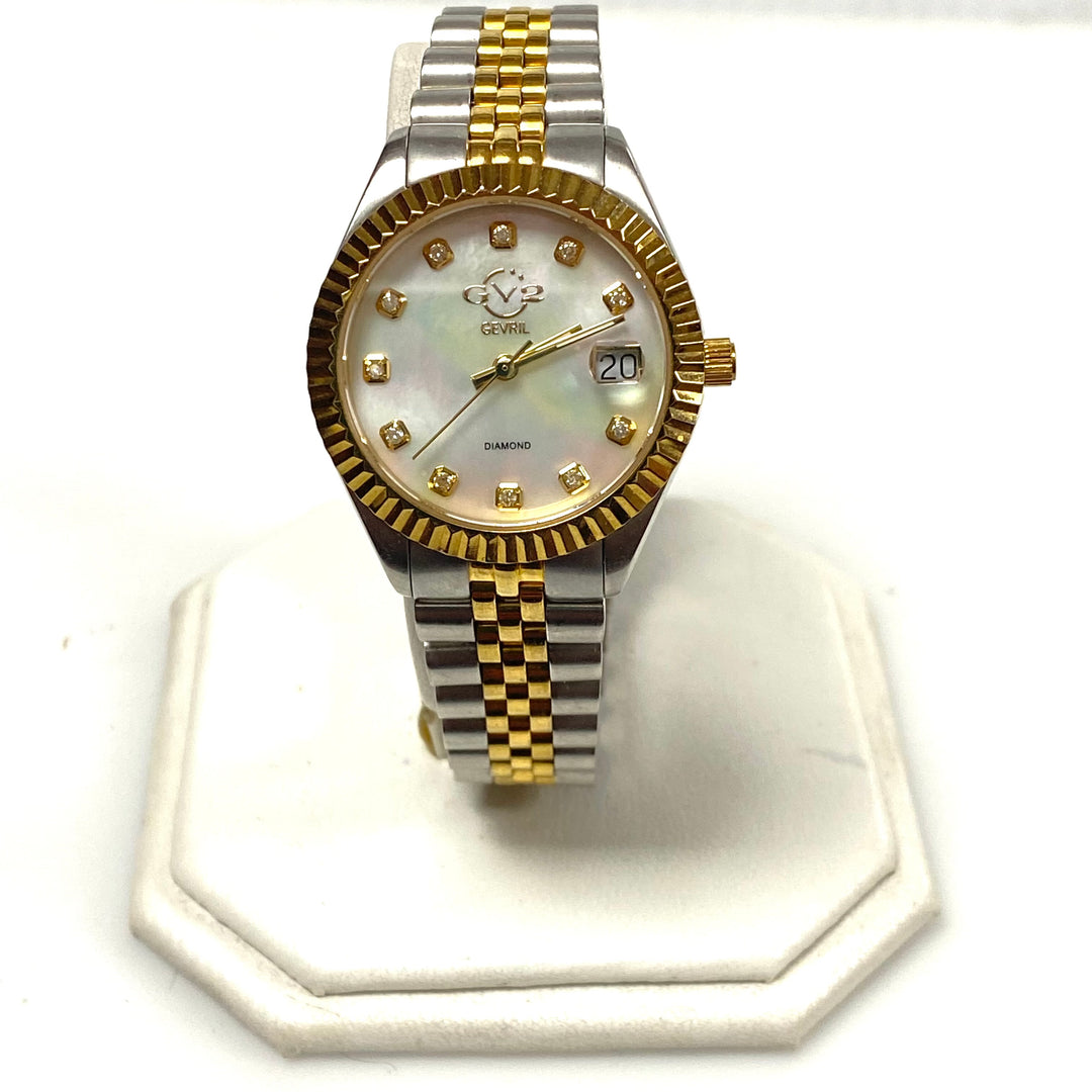 v486 GV2 by Gevril Naples 2-tone Stainless Steel Diamond Ion-plated Wrist Watch