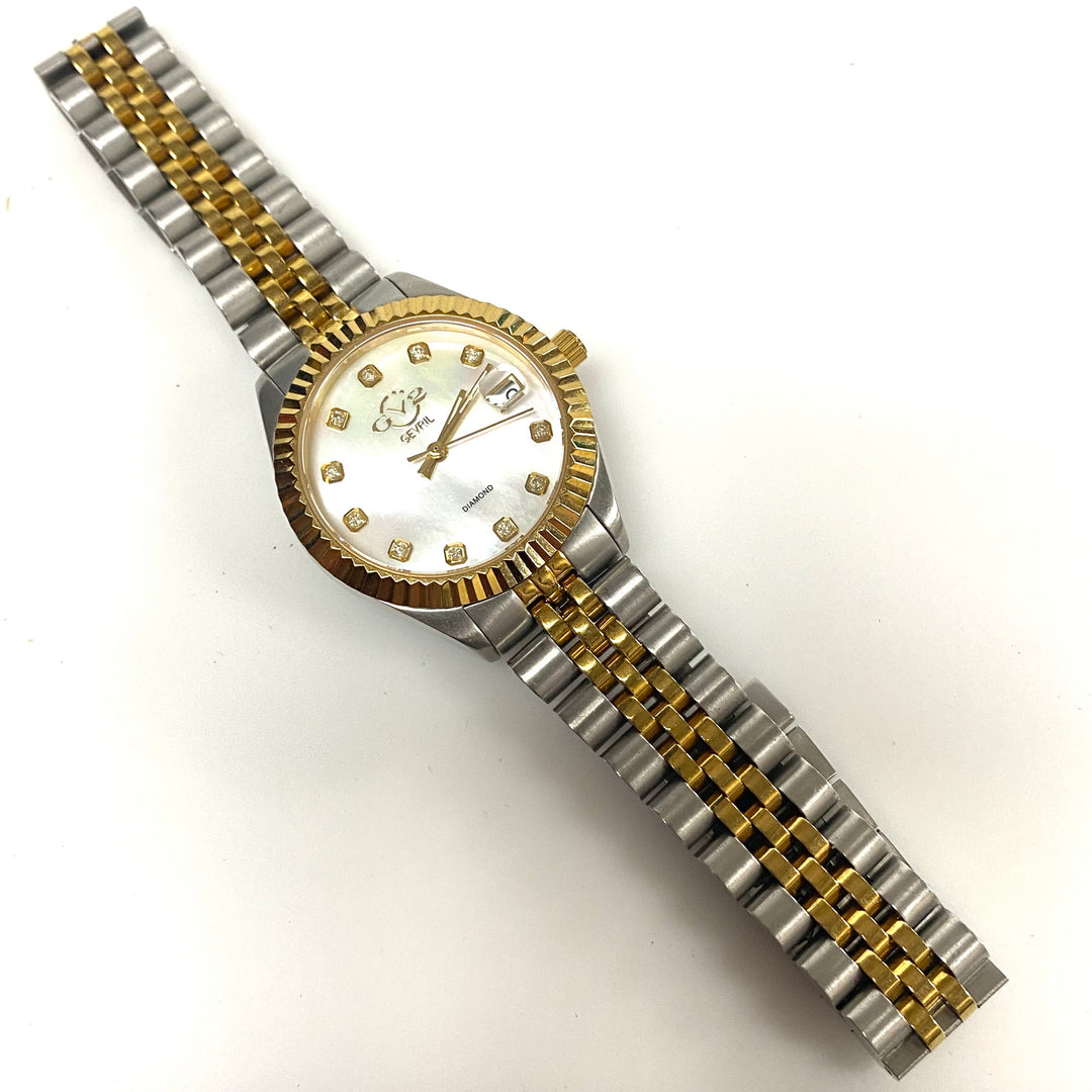 v486 GV2 by Gevril Naples 2-tone Stainless Steel Diamond Ion-plated Wrist Watch