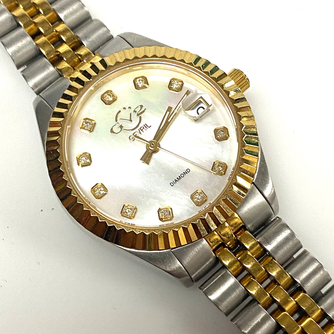 v486 GV2 by Gevril Naples 2-tone Stainless Steel Diamond Ion-plated Wrist Watch