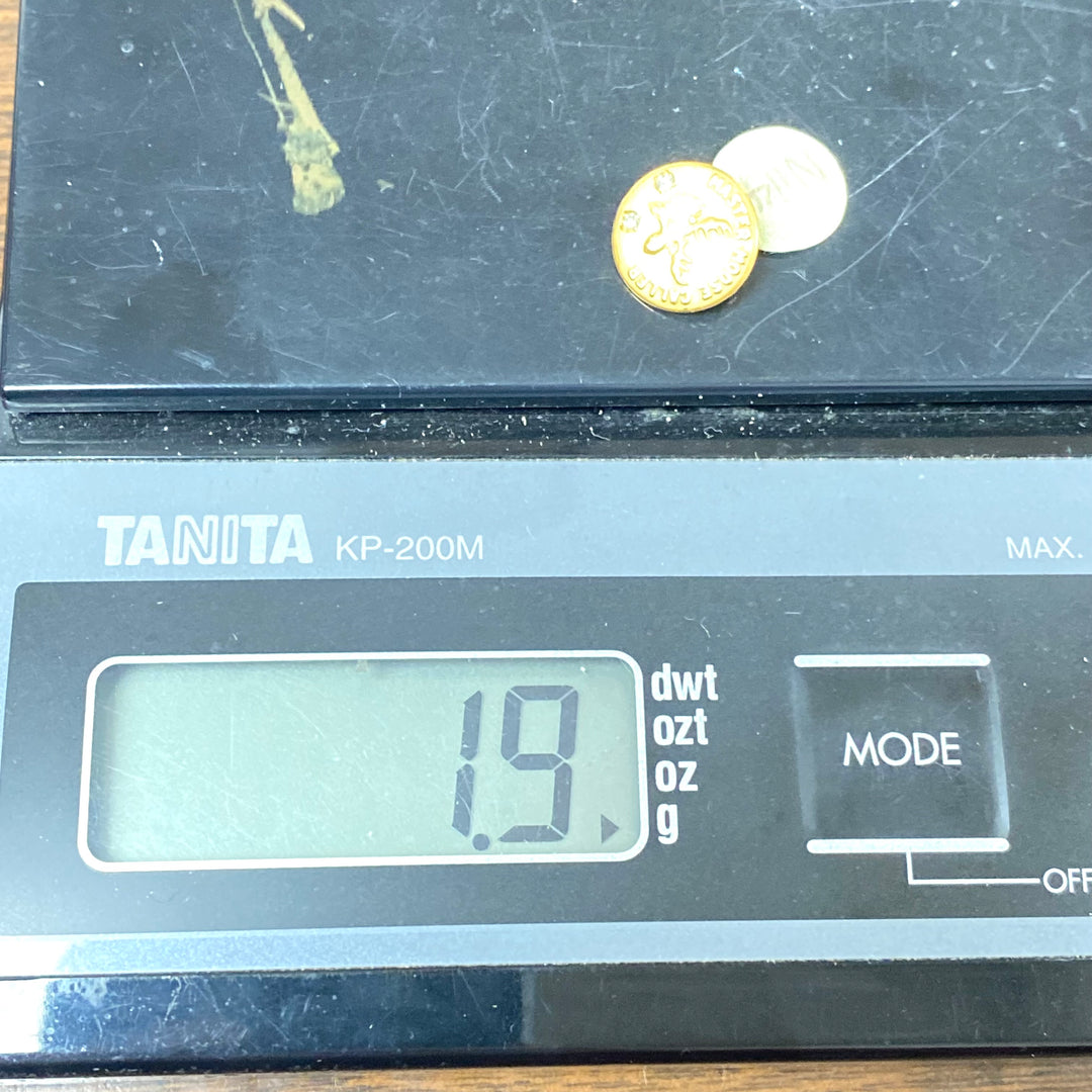 v506 Vintage "Master Moose Caller" 14K Yellow Gold Brooch Santa Claus Costume Item Pin