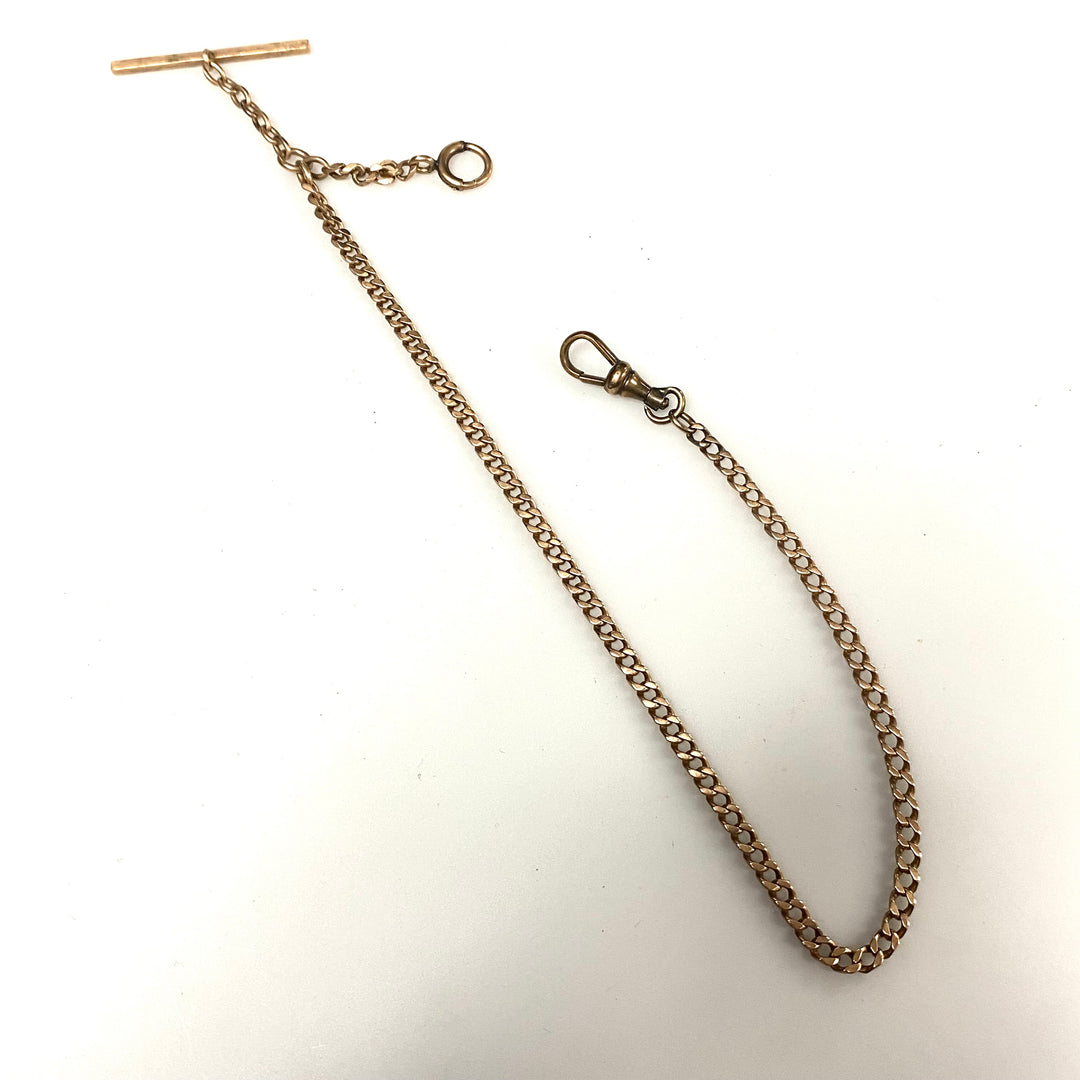 v508 Antique 10K Yellow Gold Vest Pocket Watch Link Chain 12" Gold Tone