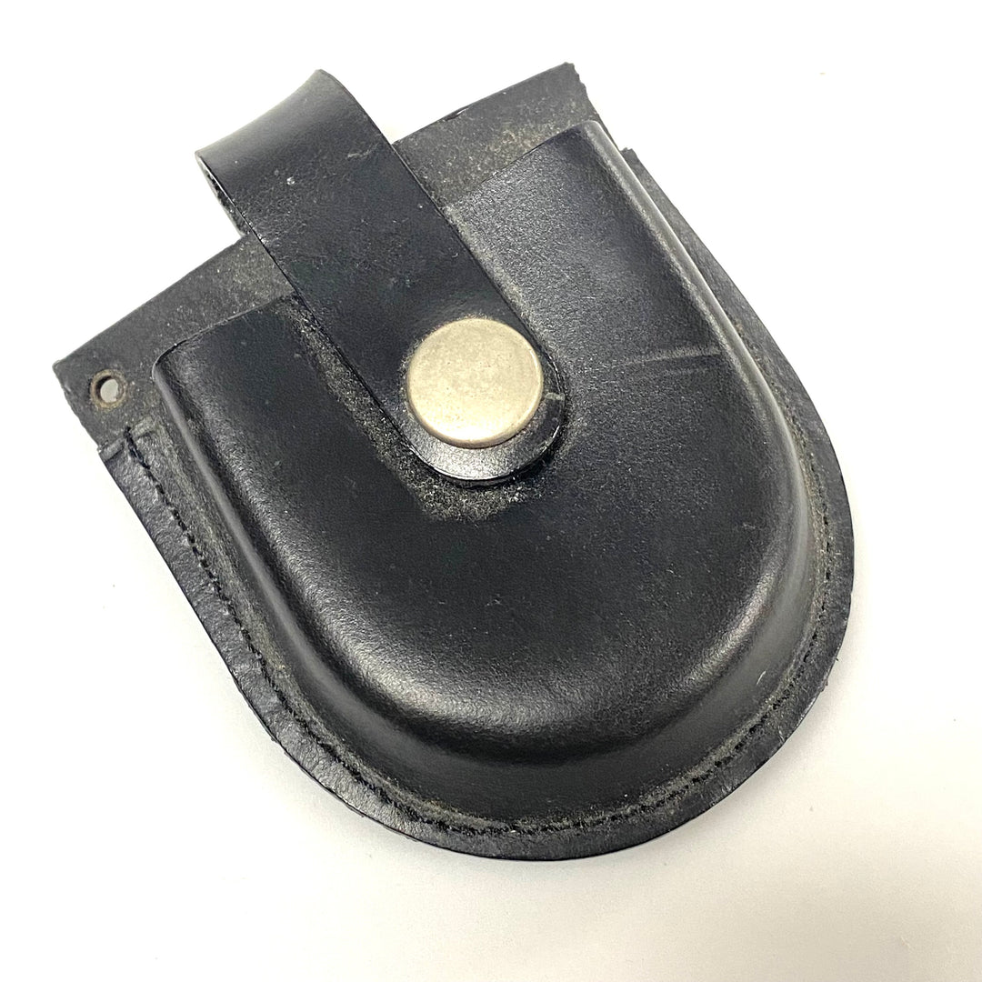 v514 NEW Black Genuine Leather Snap Closure Belt Pocket Watch Travel Holder Case